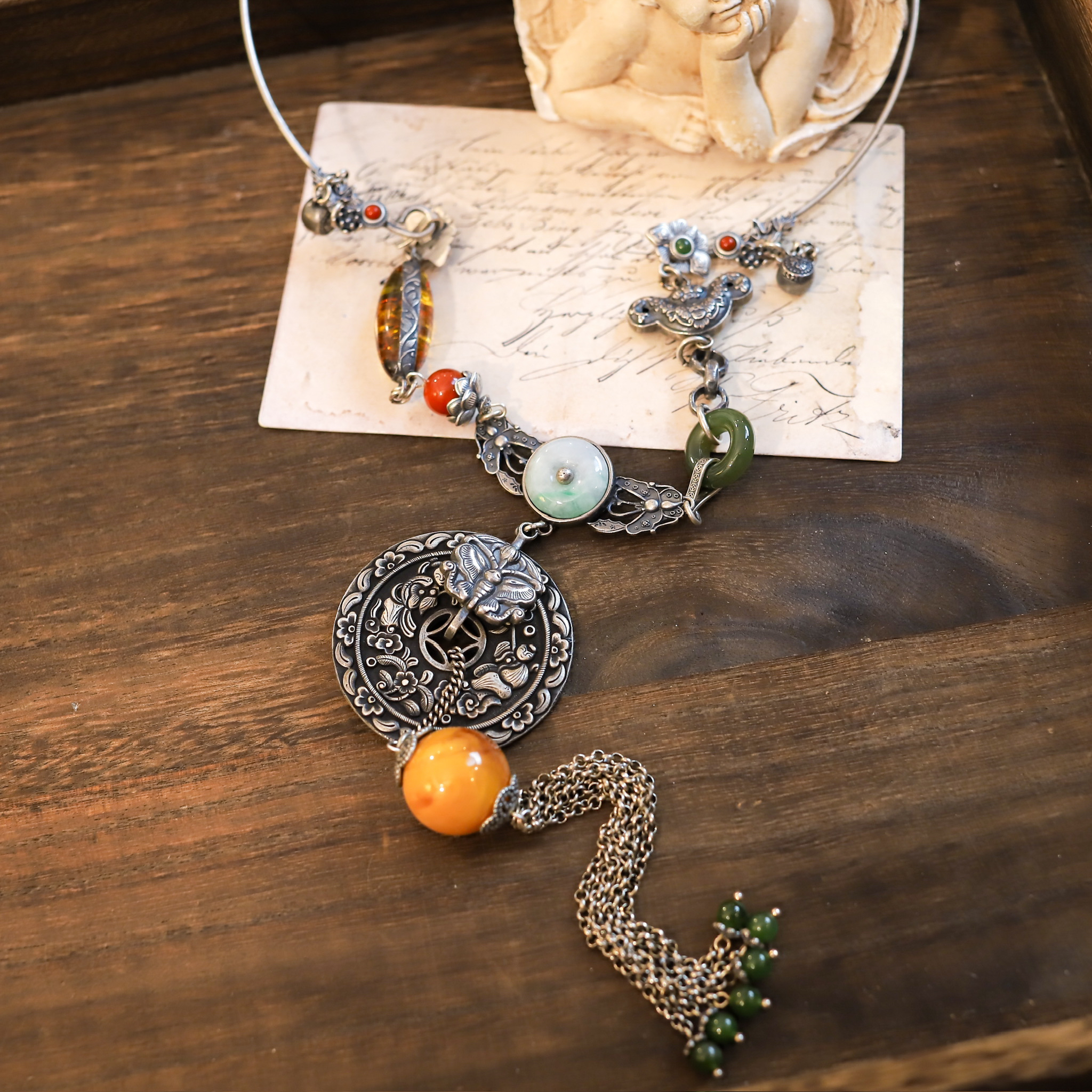 坠链均925银 台湾设计师作品 中式风格手工打造 925银项链