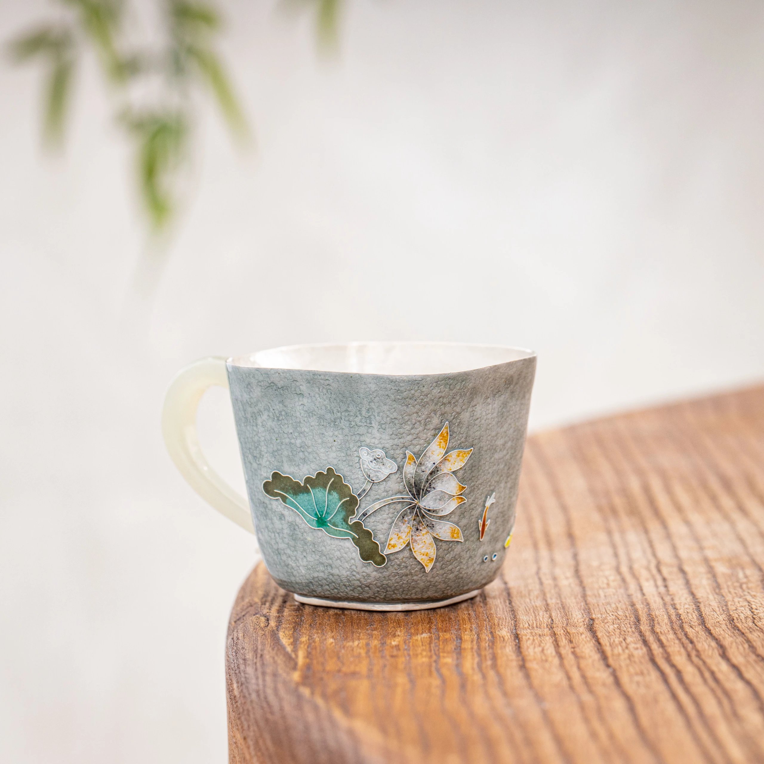 蜂鸟工坊 出口系列 手工七宝烧鱼荷花包银杯 FNN4254