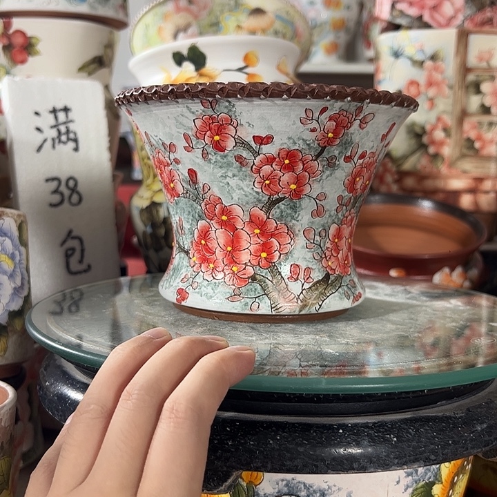 景德镇手绘花盆满38包邮偏远地区除外