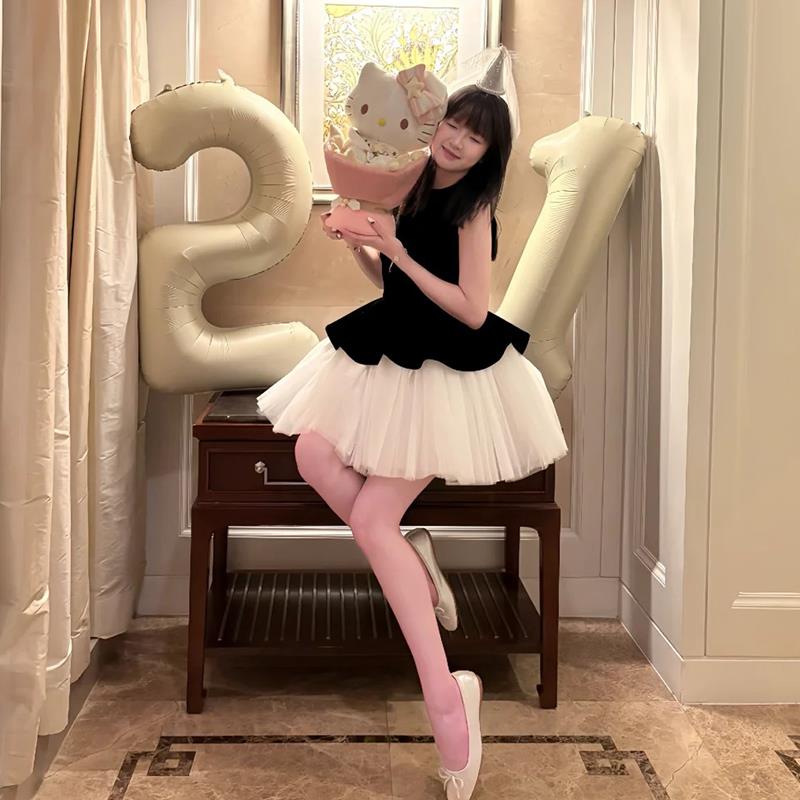 女童生日绝美公主裙2025新款大童女装韩系高级感裙子芭蕾风连衣裙
