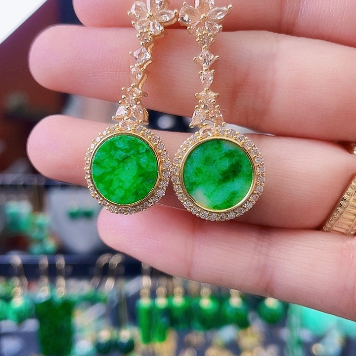 翡翠未镶嵌耳饰饰品