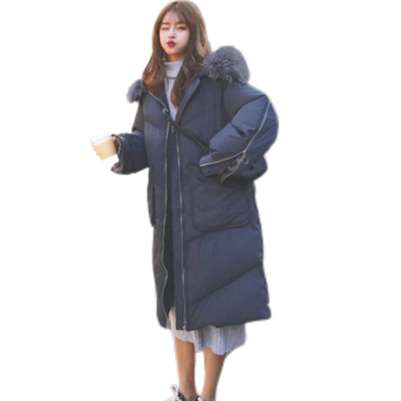 【断码清仓】中长款棉服女2024新款大毛领棉衣学生时尚洋气加厚外套