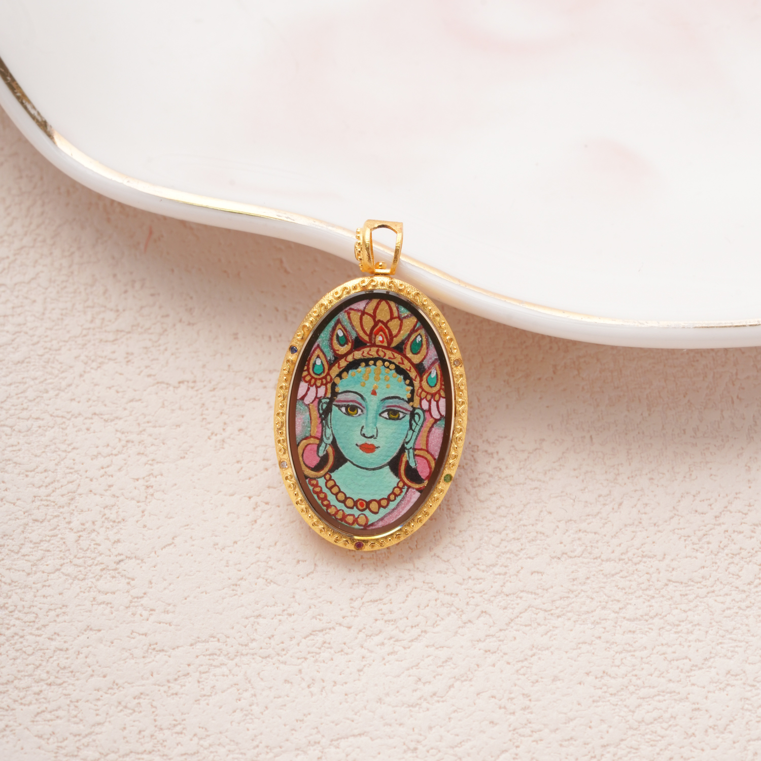 【朱朱严选】18k度母唐卡吊坠  -26x18x3