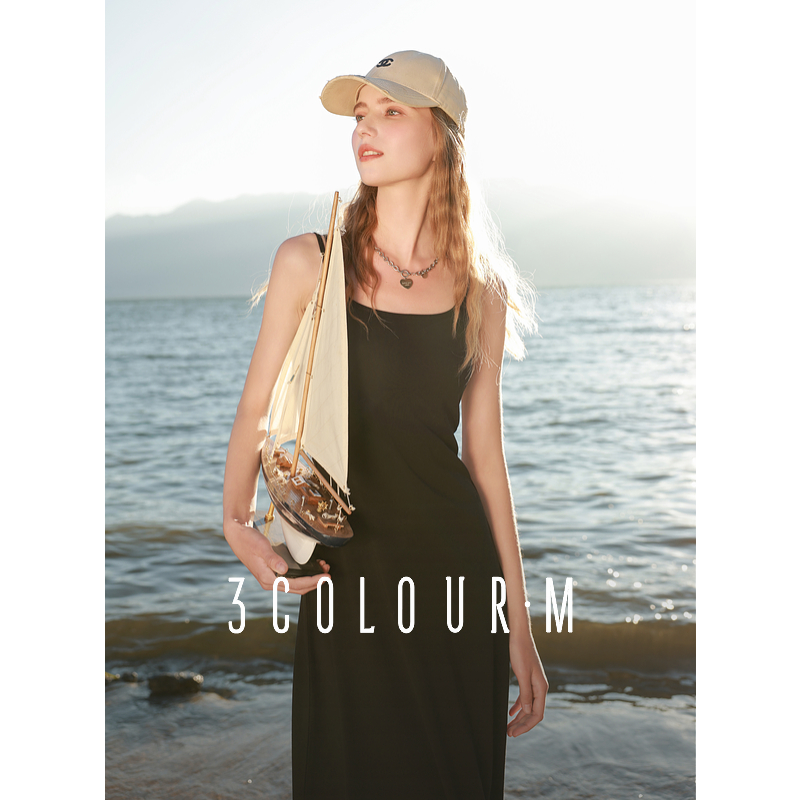 【小北专属】三彩2025春季新款免穿bra吊带裙A字裙无袖连衣裙dbc