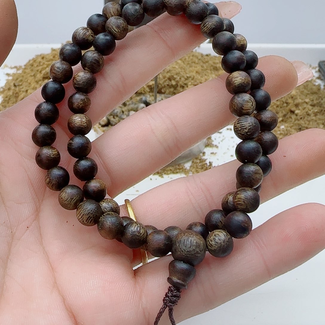手串沉香乌身老料双圈0.6  8克➕999沉浮