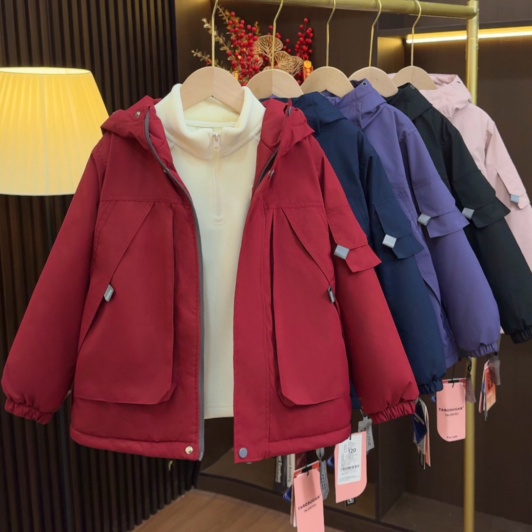 儿童绗棉冲锋衣冬季新款中大童加厚棉袄休闲保暖棉服外套6852