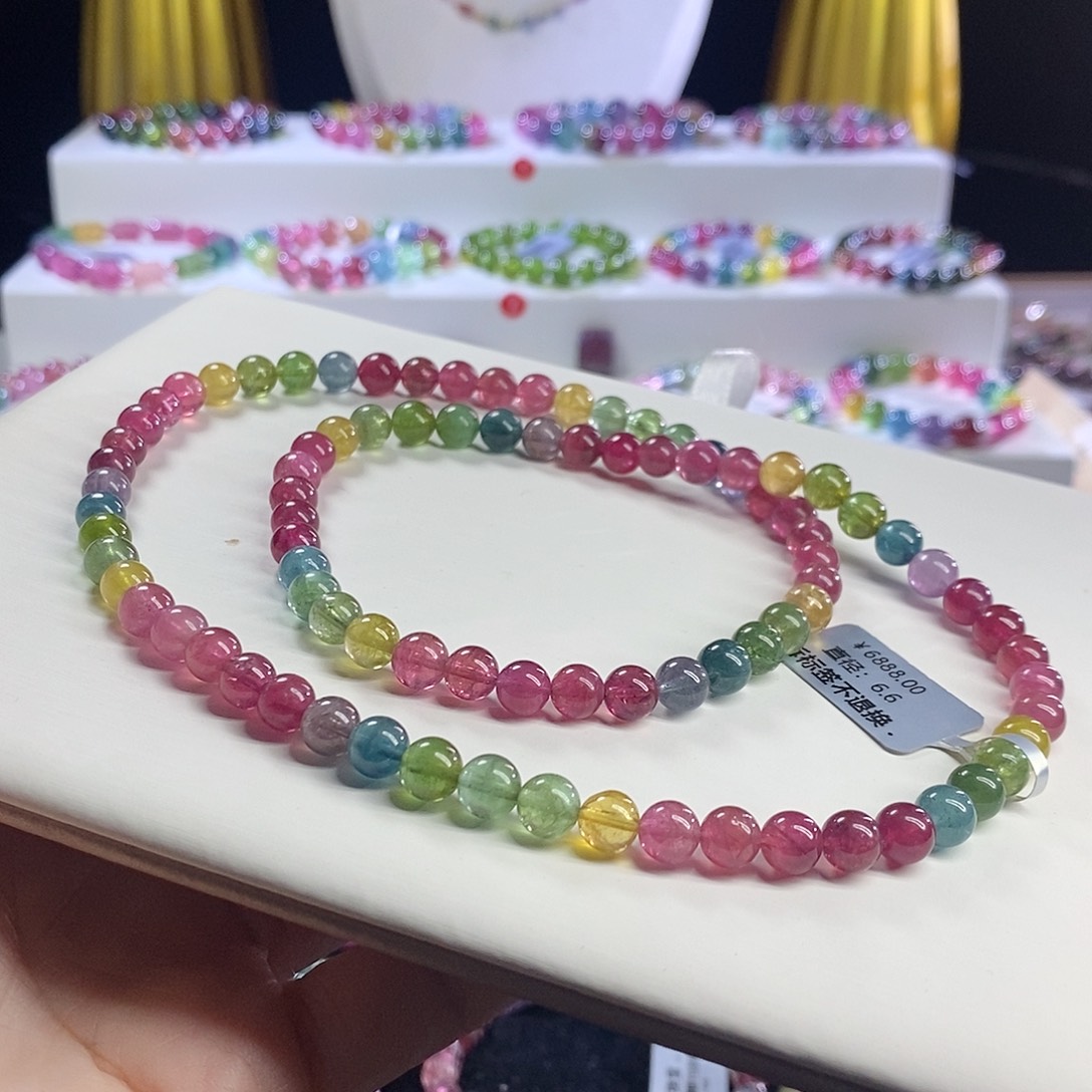 未镶嵌手链碧玺荧光三圈