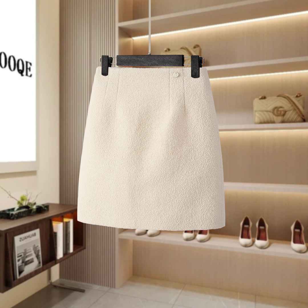 【长度42 CM】漏斗腰沙漏羊毛秋冬加厚显瘦显腿长短裙（安全裤内衬）