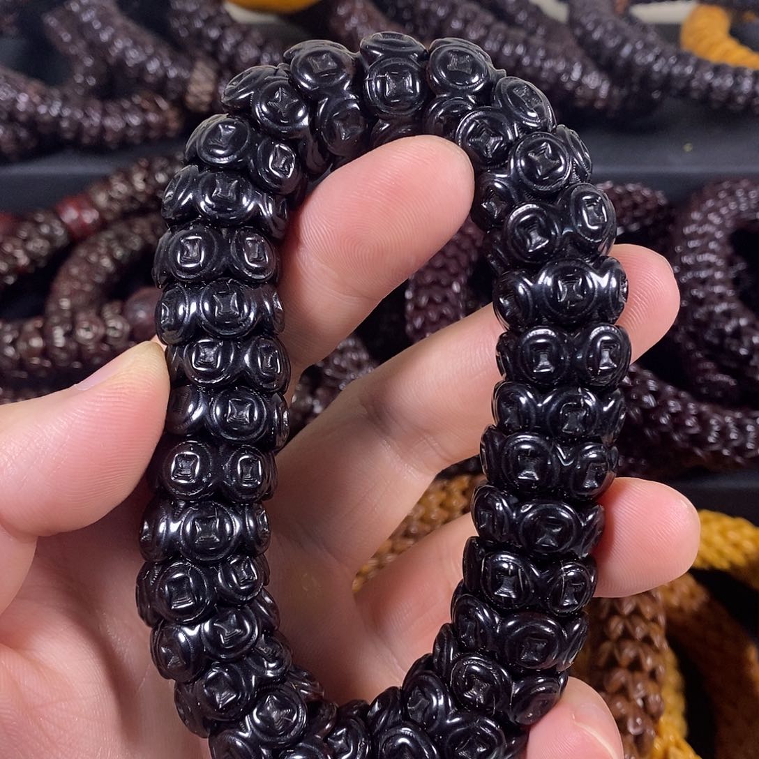 紫金鼠手串大黑钱币18