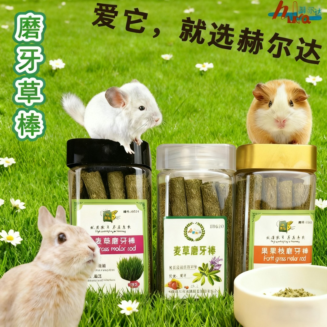 赫尔达宠物胡萝卜磨牙棒提摩西草条草棒龙猫豚鼠磨牙健齿零食草棒