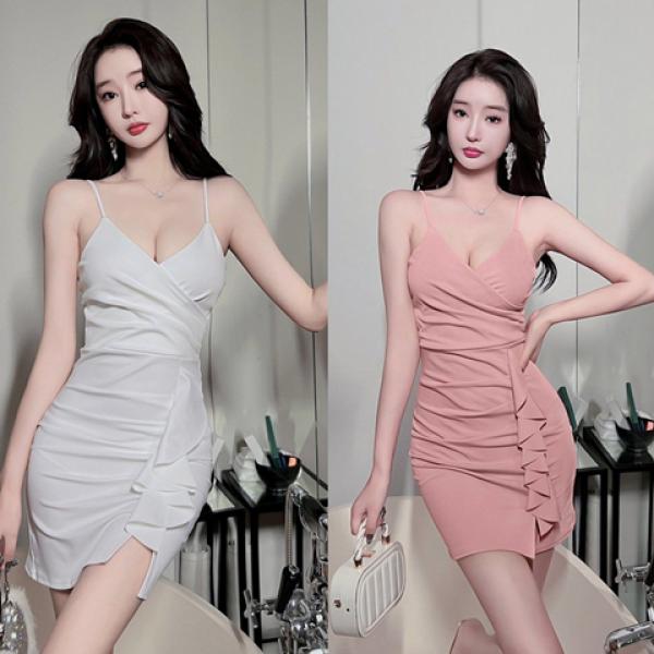 新款时尚短款连衣裙荷叶边设计显瘦百搭包臀裙潮流休闲