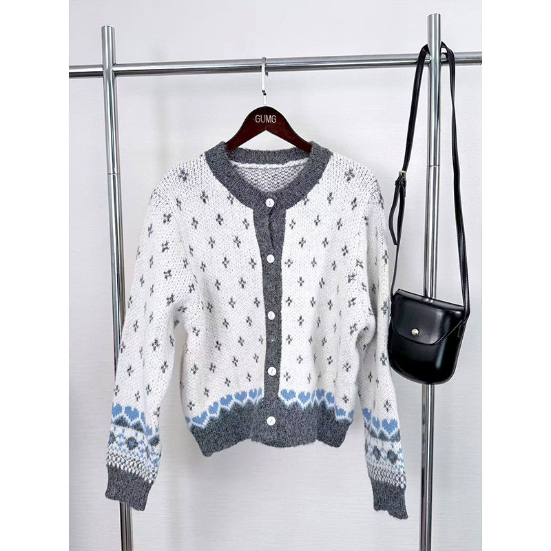 【女装优选】GUMG-温柔爱心撞色针织开衫GM20448