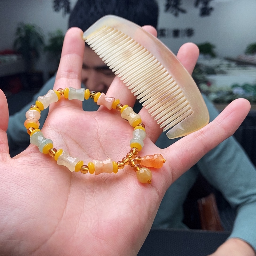 石英质玉（金丝玉）未镶嵌颈饰手串 颜色多样性发拍一发一