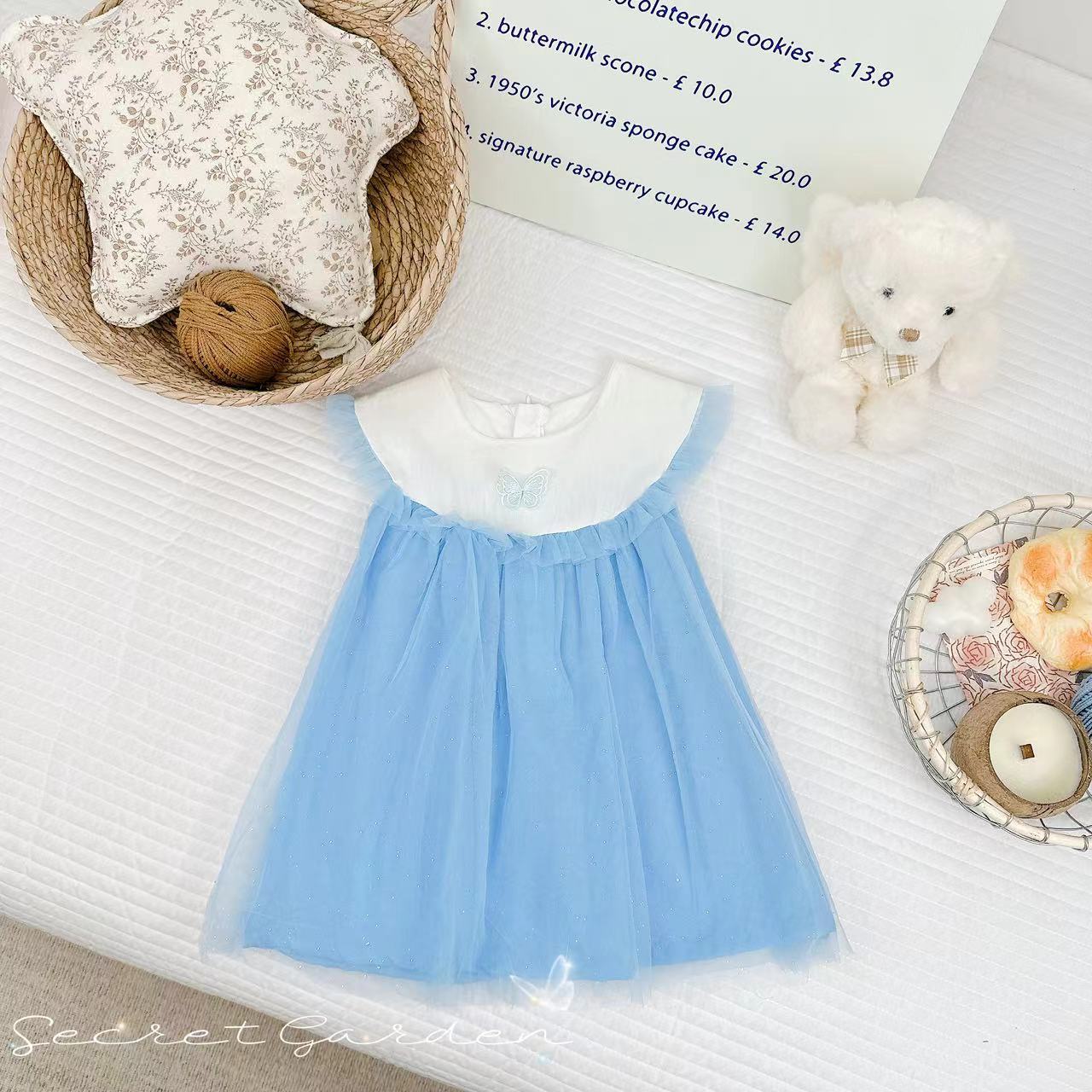 夏款新款女童洋气花边蝴蝶网纱连衣裙.D-XA280