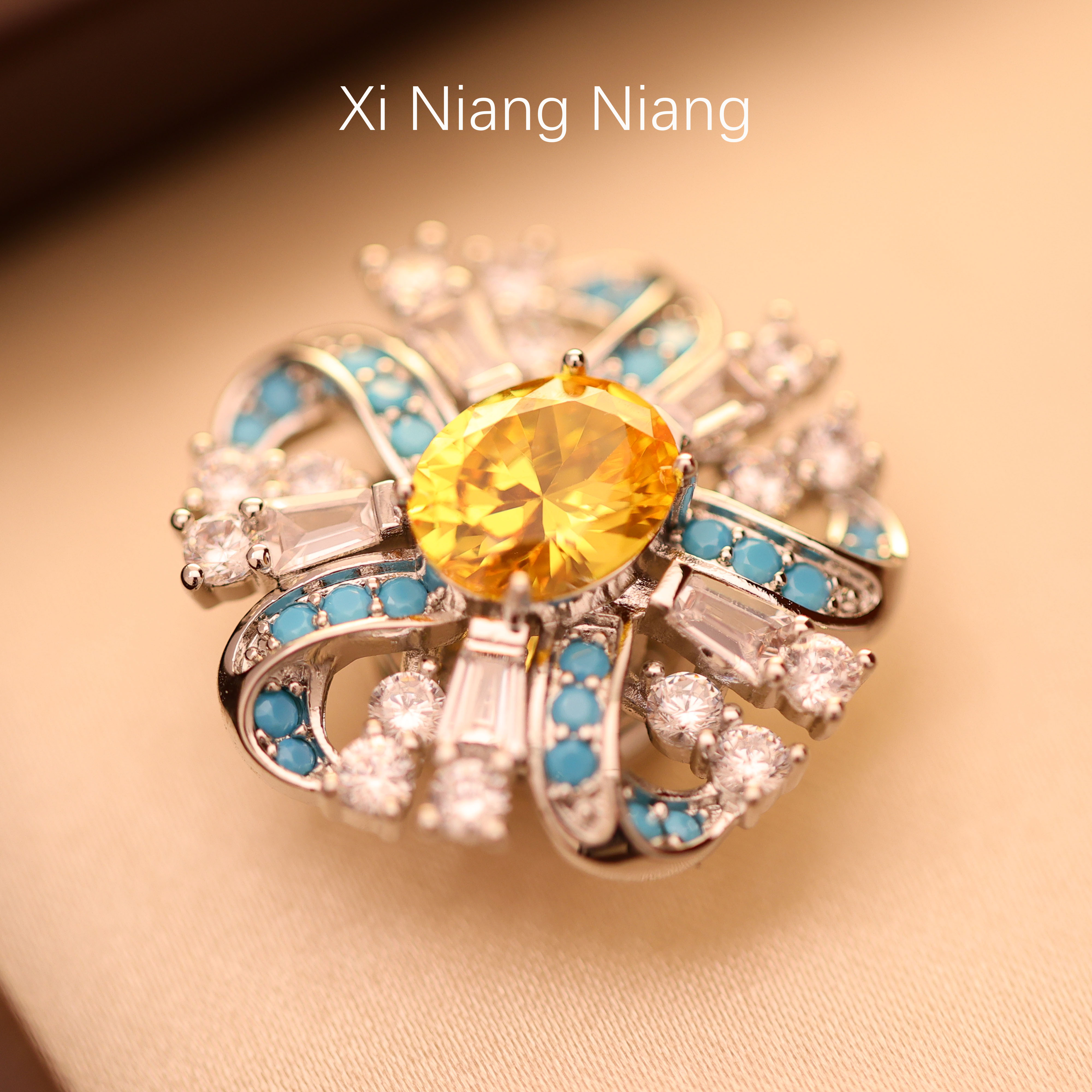 铜合金仿水晶胸针 澜七-小众手工时尚创意复古大衣胸针-S3820