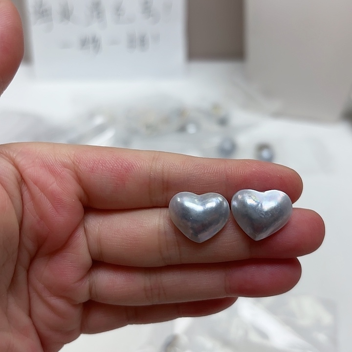 银S925镶嵌耳饰拼合珍珠（马贝珠）