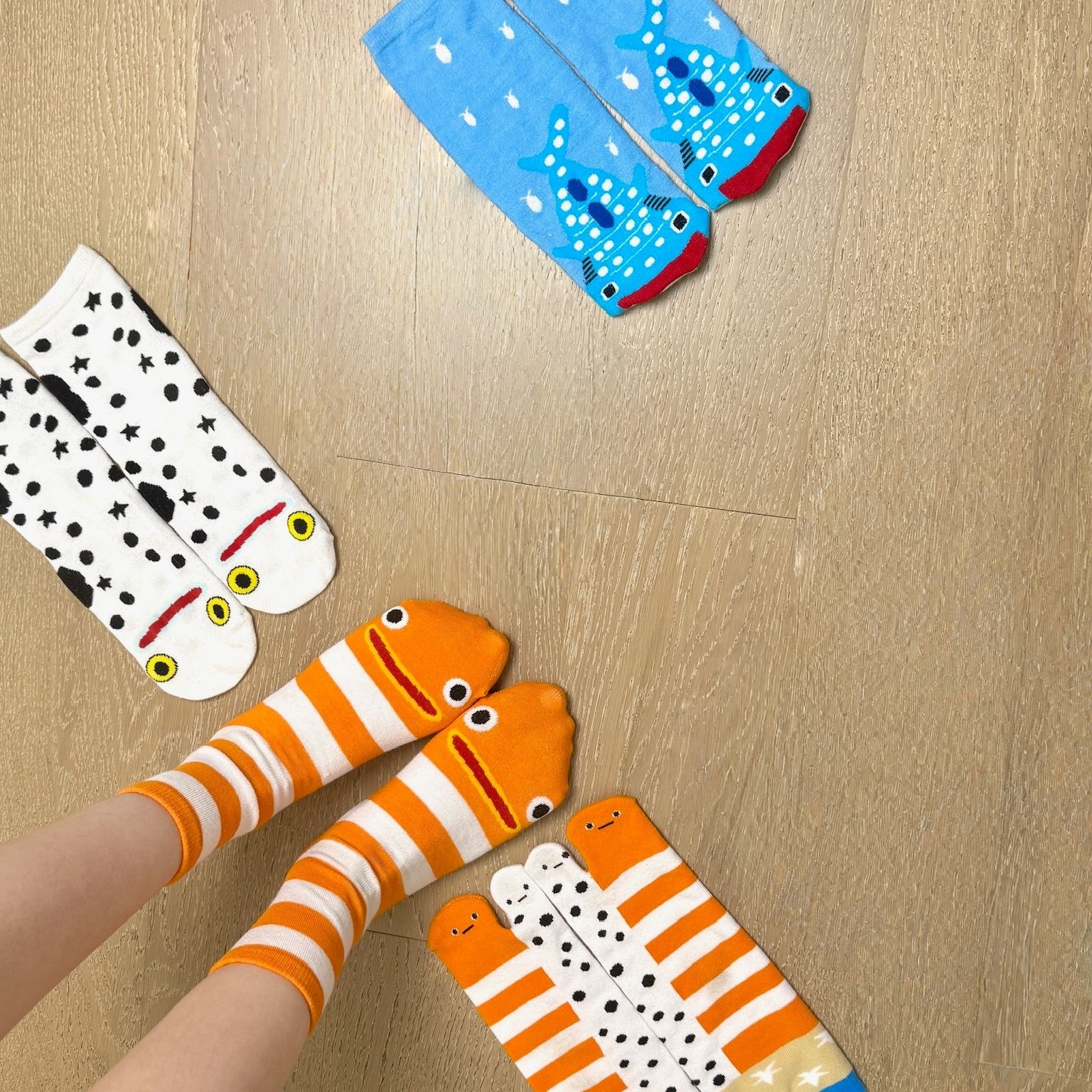 花园鳗鱼搞怪袜子可爱直筒条纹柔软中筒袜百搭款棉袜子童袜亲子袜