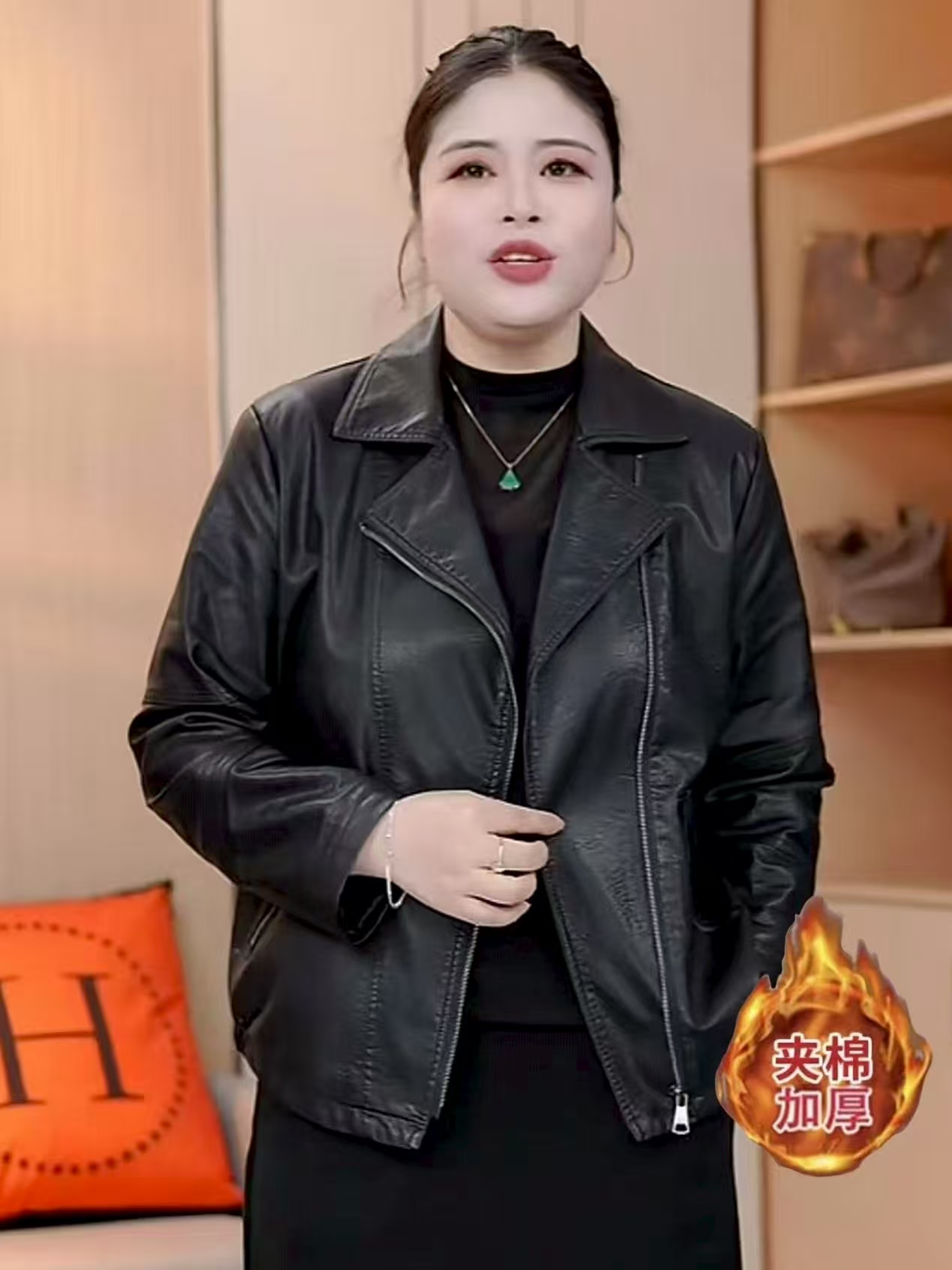 大码女装外套2025冬季欧货高级感显瘦气质加棉保暖蛋白软皮上衣