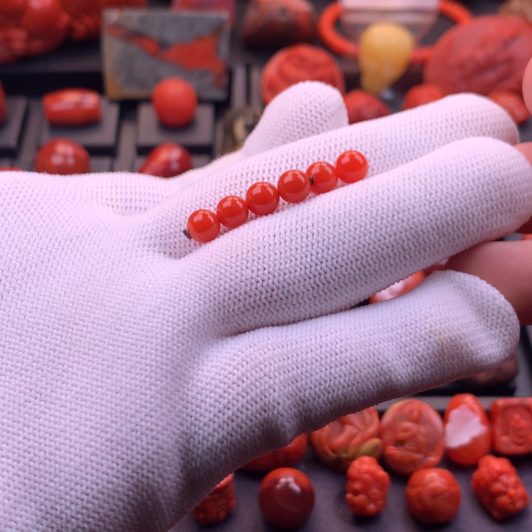 南红玛瑙未镶嵌保山滴水洞柿子红圆珠连珠6mm