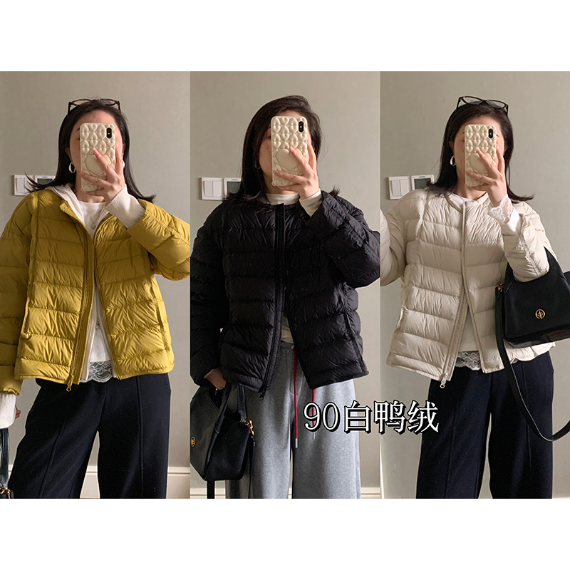 花总吖【挪威日记】秋冬新款休闲宽松圆领轻薄排骨羽绒服R425Z19518