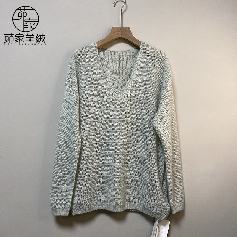 茆家一等品生态原绒V领羊绒衫女