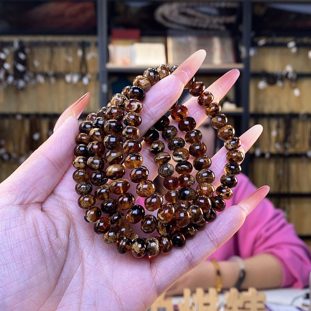 琥珀裸石未镶嵌桥8m花珀