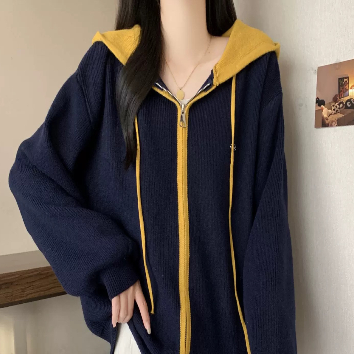 韩版时尚立领双拉链时尚连帽开衫，特价