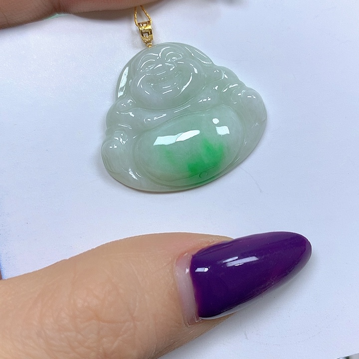 翡翠18K金镶嵌颈饰挂件