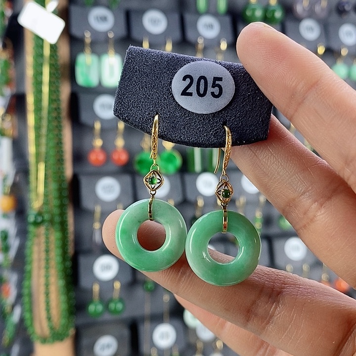 翡翠耳饰18K金镶嵌心**光