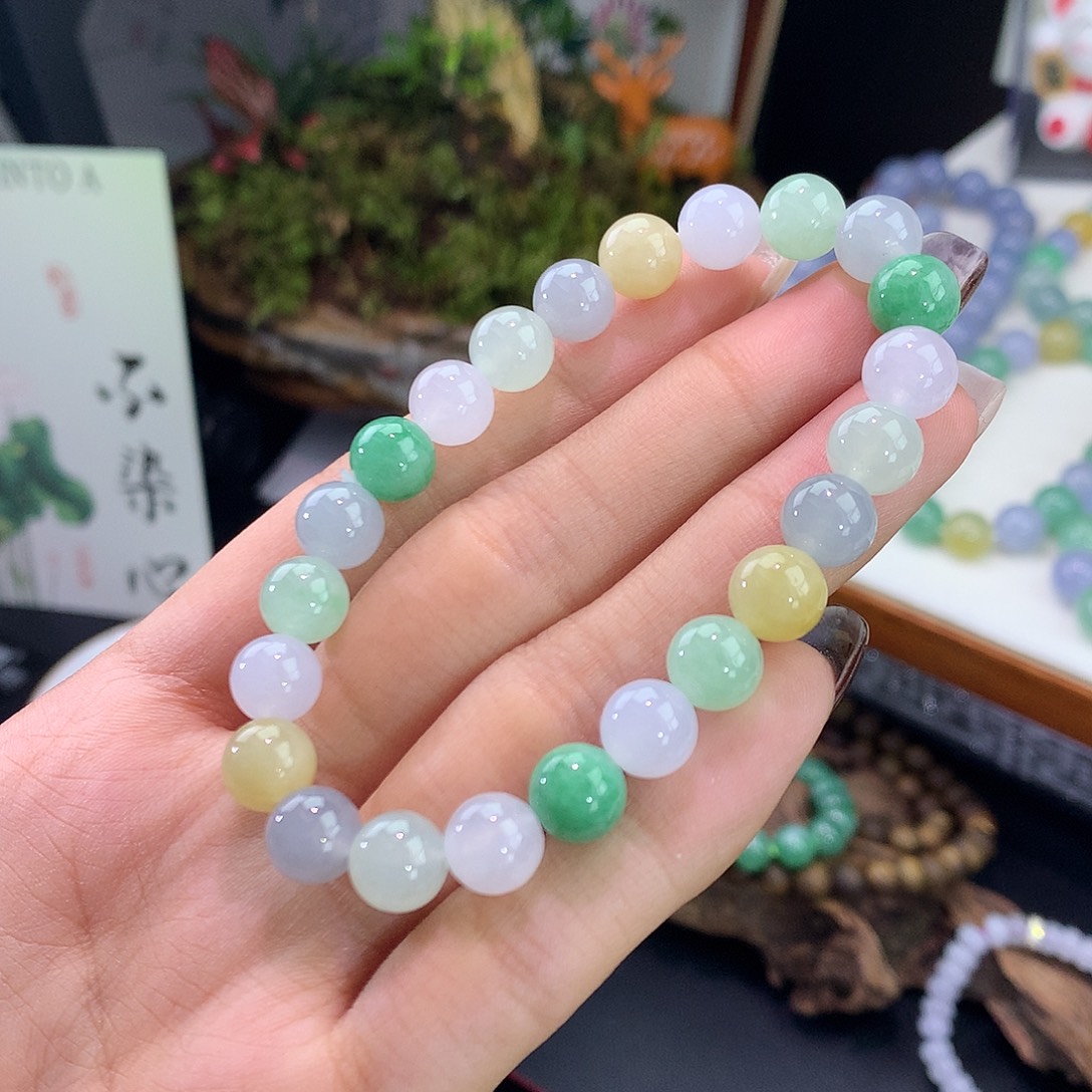 翡翠未镶嵌手链冰多宝手串