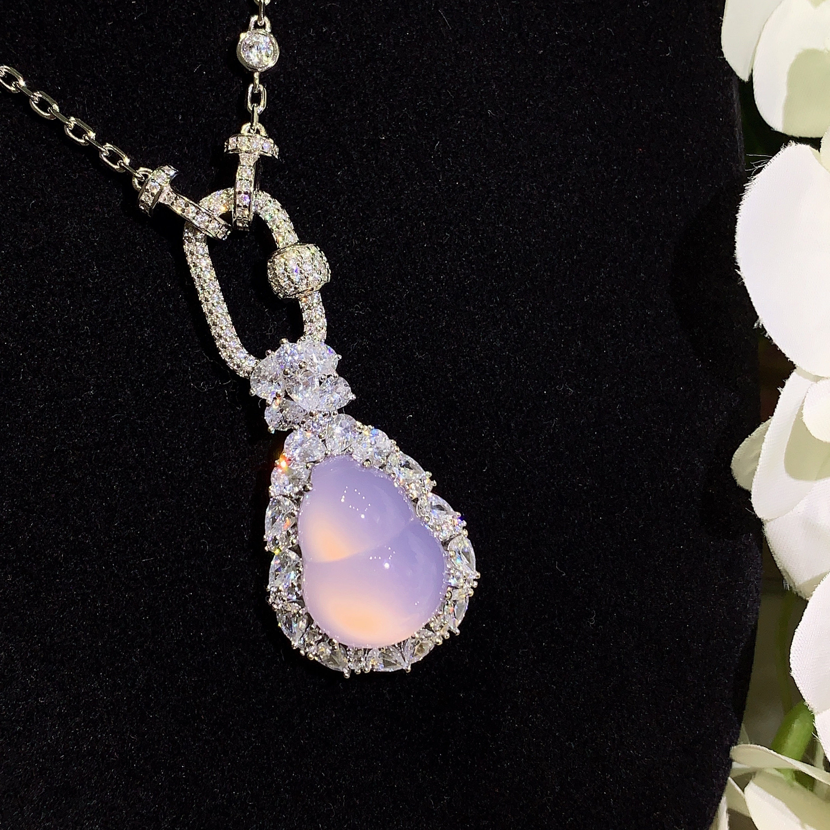 天然紫玉髓葫芦吊坠日常时尚精致高级奢华优雅气质S925银镶挂件女