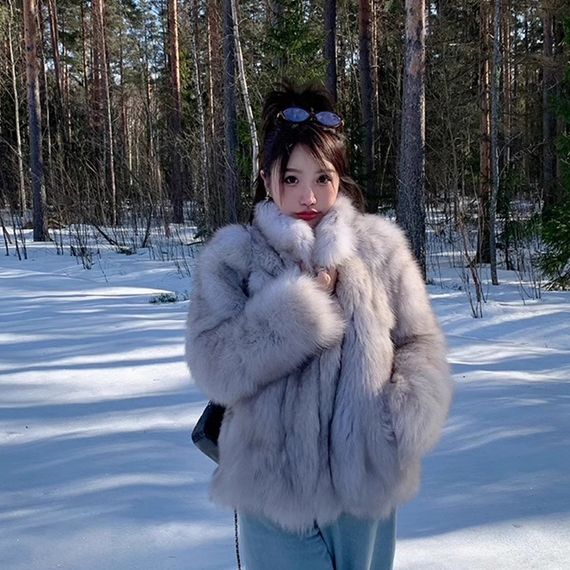 网红年轻款立领高级环保毛毛外套女富家千金2025新款大衣33552#