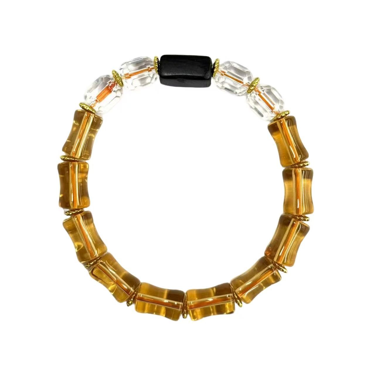 s1474-国风原创设计款黄水晶DIY蓝针竹节手串-赠礼盒