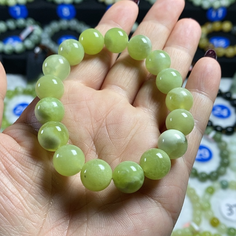 【闪购商品】蛇纹石玉手链未镶嵌卡12