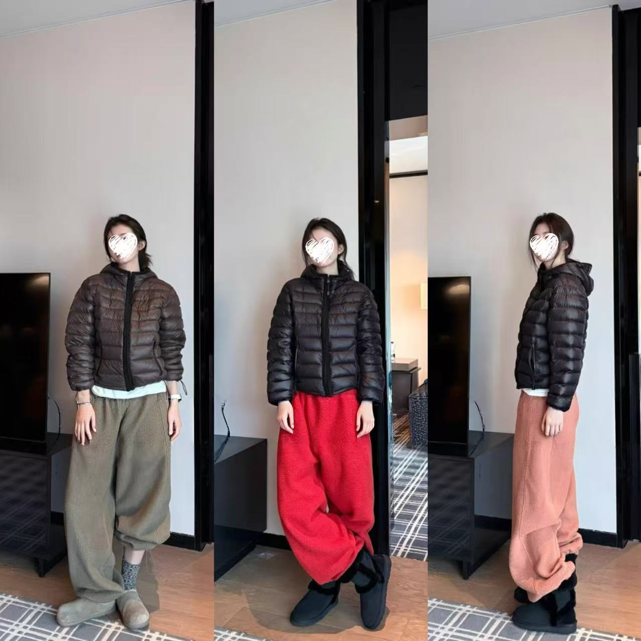 秋冬双面摇粒绒彩色系松紧腰男女同款宽松保暖阔腿休闲裤  83020