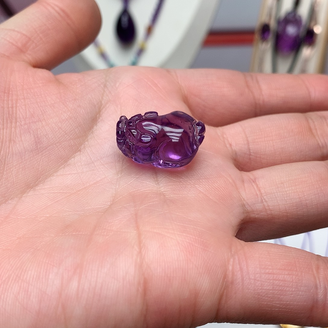 紫晶貔貅打孔不支持退换未镶嵌