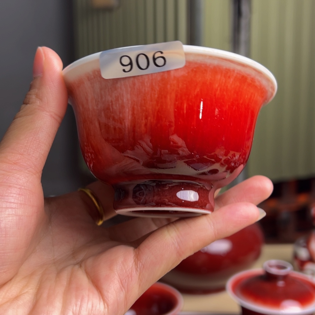 蓝***雨陶景德镇陶瓷郎红微瑕