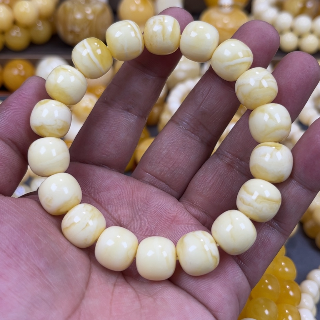 手串琥珀未镶嵌同料白蜡老邢手串13mm