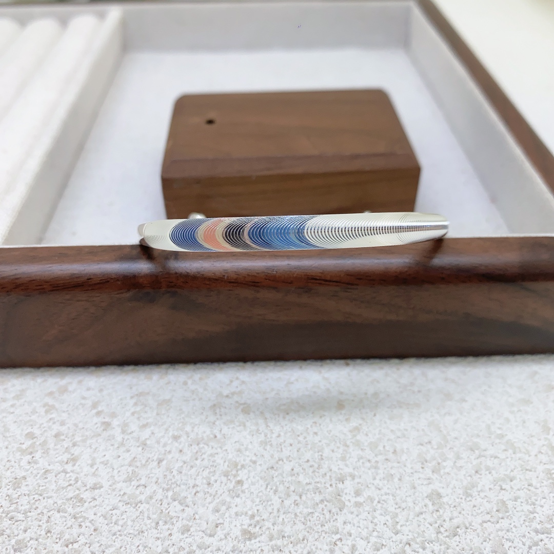 足银手镯 A20约28.8克 时尚双卜猫眼推拉镯 足银999.9