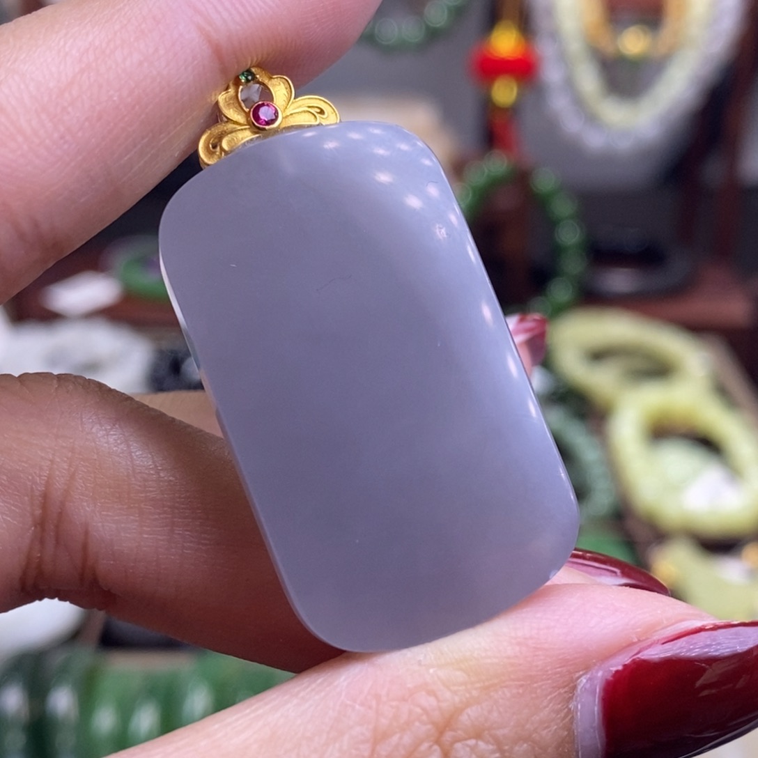 和田玉孤品补贴冰烟紫金镶无事牌未镶嵌