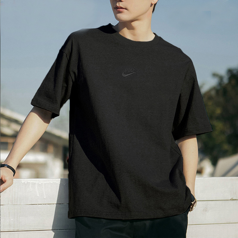 NIKE/耐克夏季t恤男款运动短袖新款纯棉半袖圆领黑色宽【流光风】
