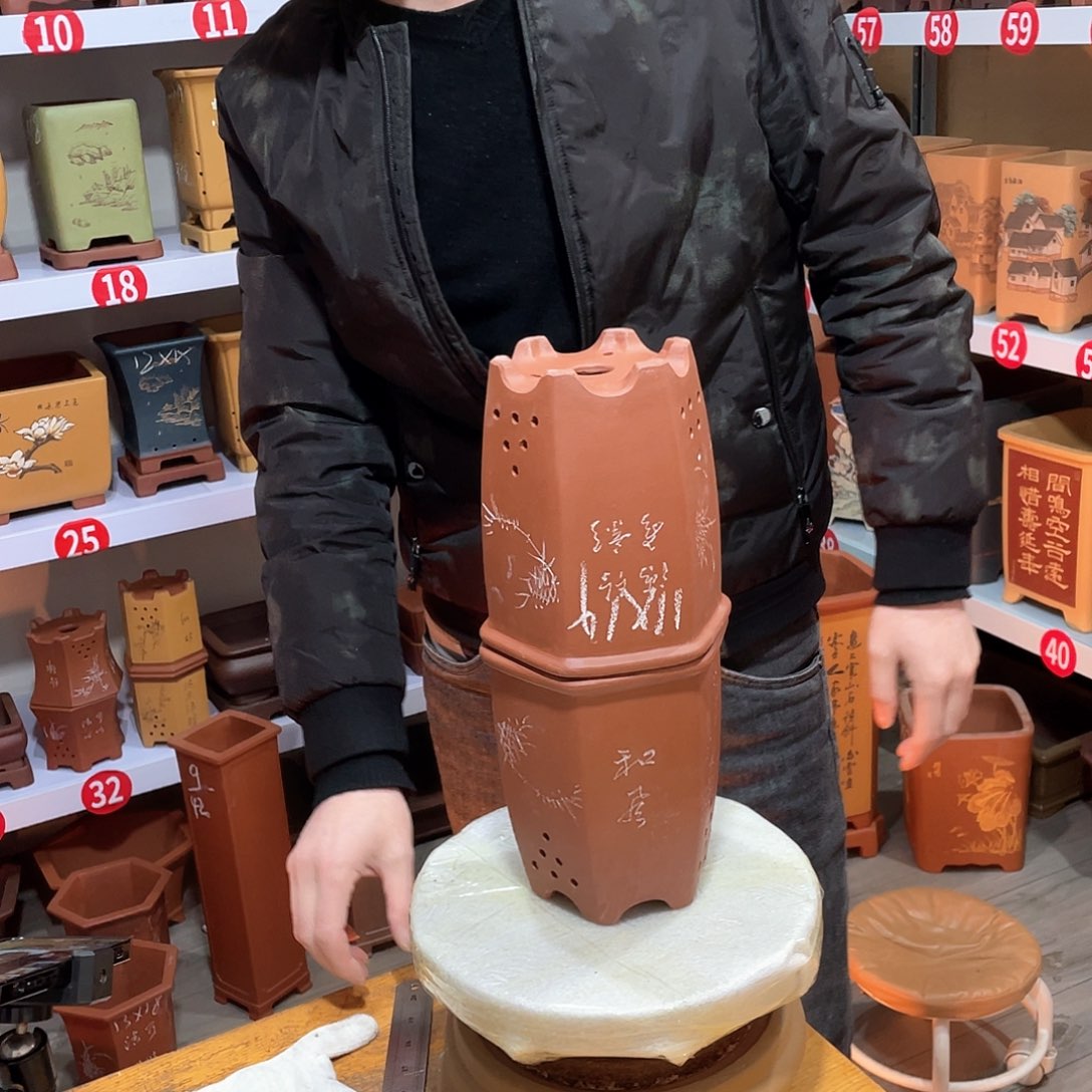 紫砂天心紫砂手工花盆