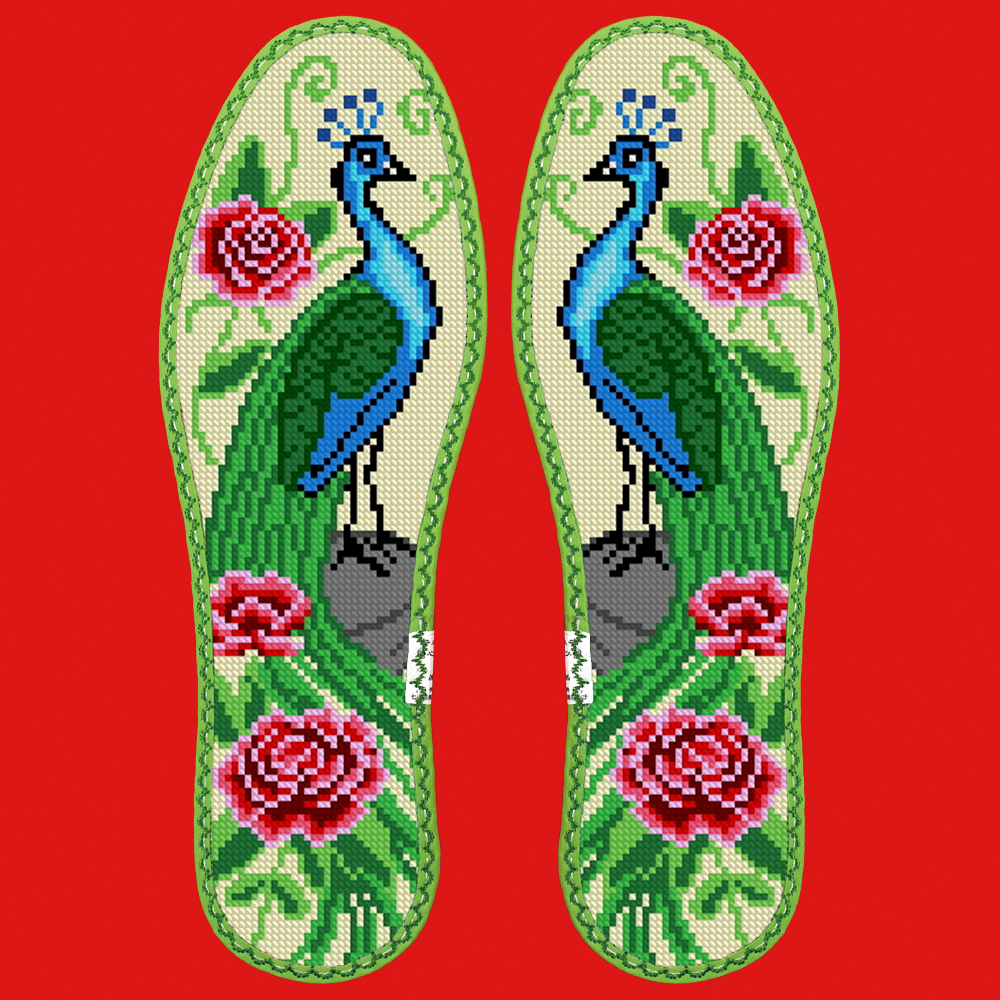 小格十字绣鞋垫七层纯棉布花边吸汗防臭（7898）