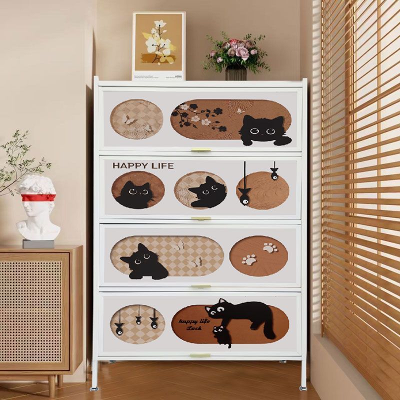 钢制鞋柜家用门口入户玄关柜靠墙中古风室外翻开门铁艺收纳储物柜