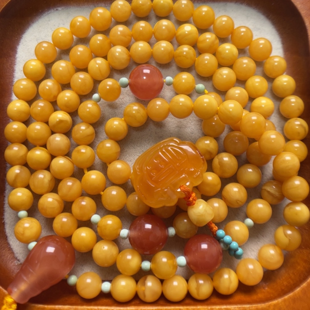 蜜蜡未镶嵌项链108