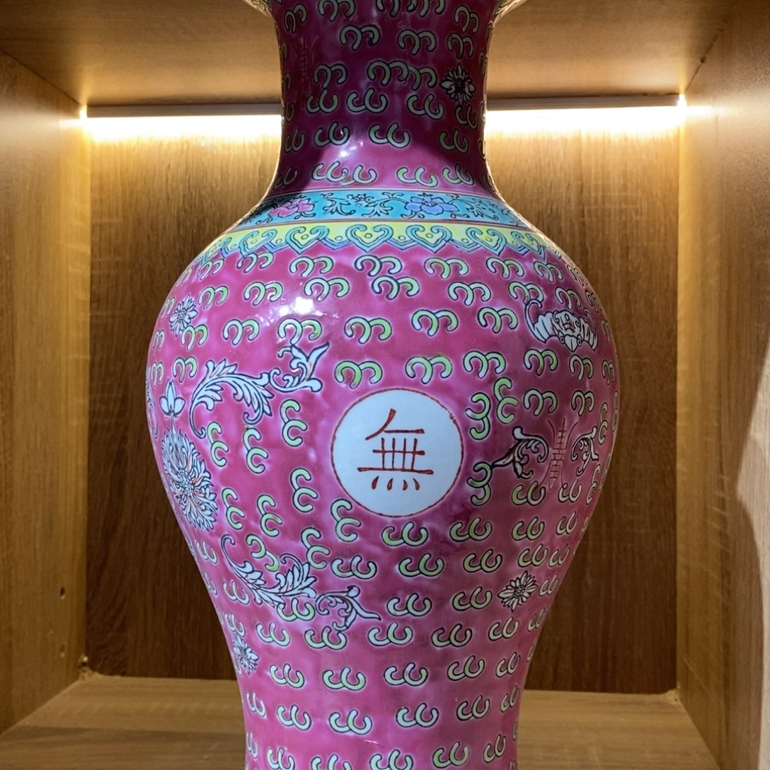 陶摆件34cm万寿鱼尾瓶