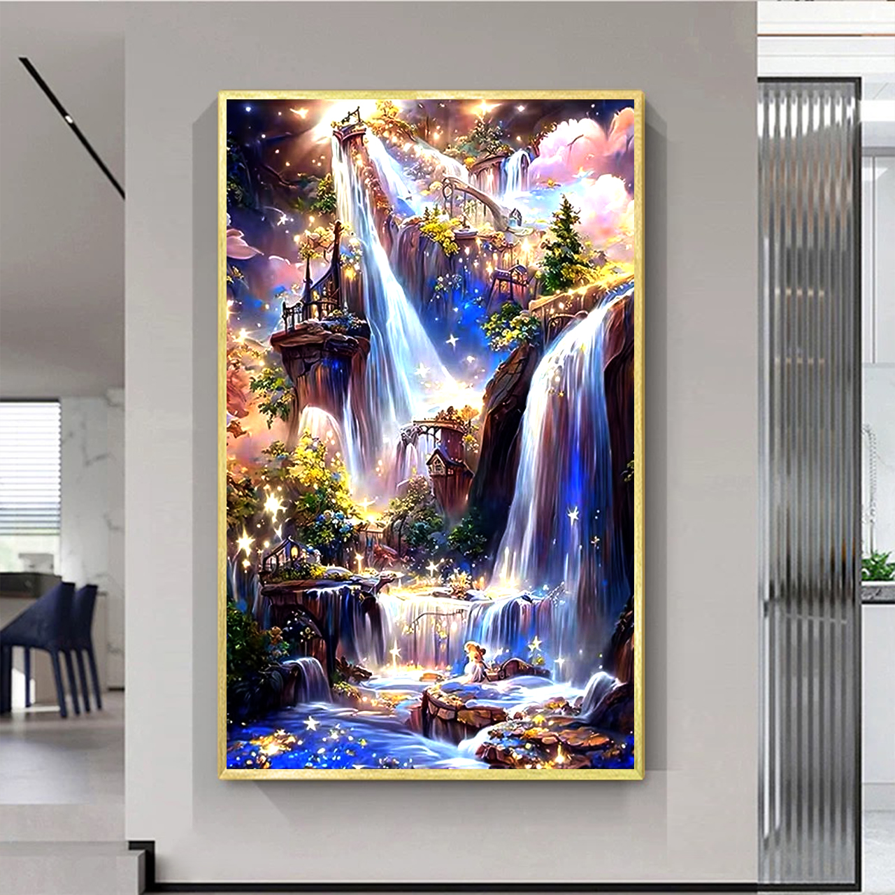 【星空瀑布（方钻）】满钻钻石画动物装饰挂画卧室手工DIY