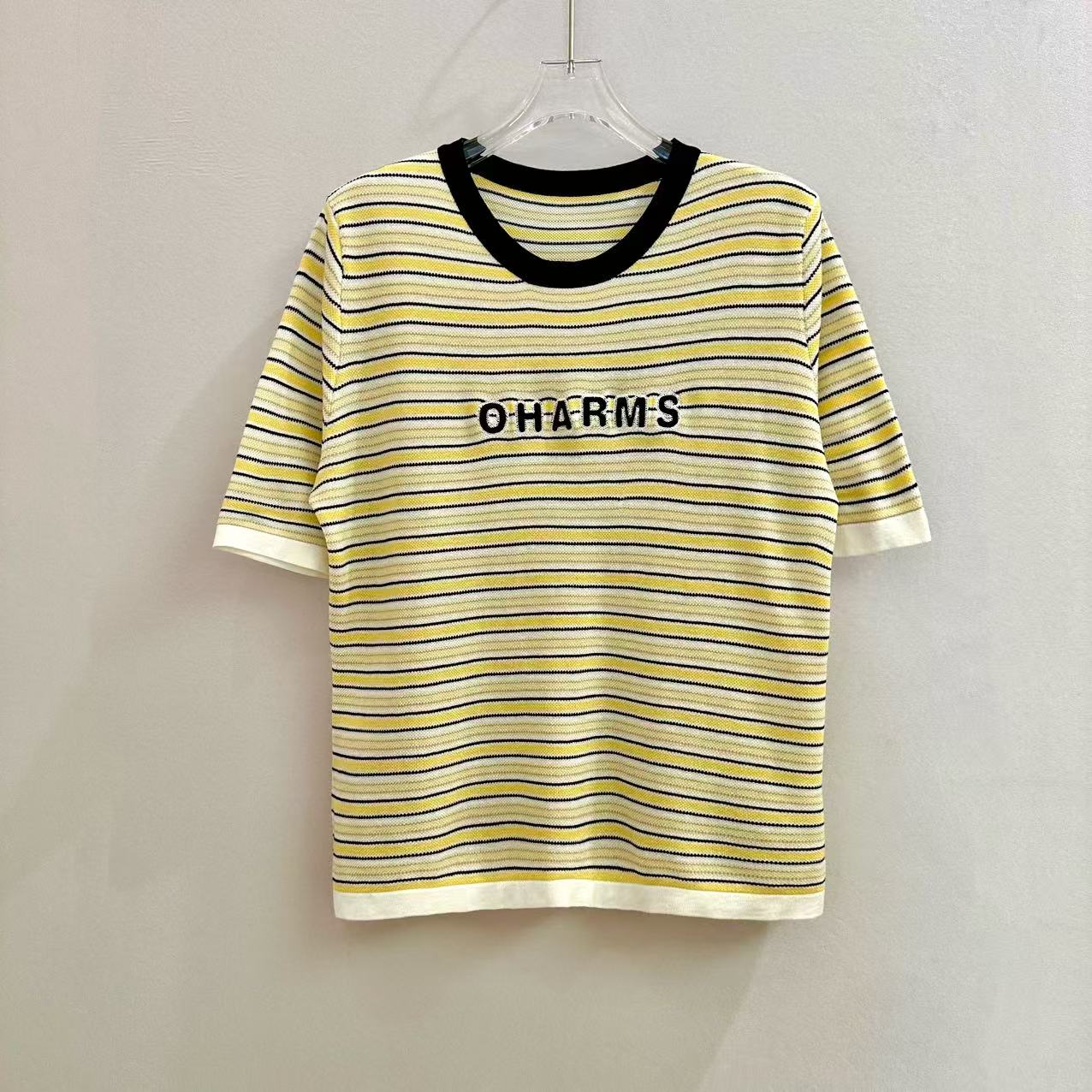 63673【艾米精选】条纹针织时尚休闲百搭T恤