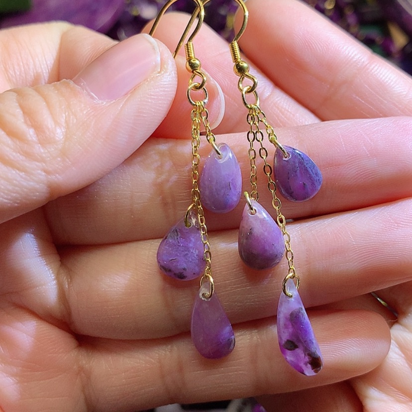 【闪购商品】苏纪石（舒俱来）耳钩银S925镀金镶嵌开***福