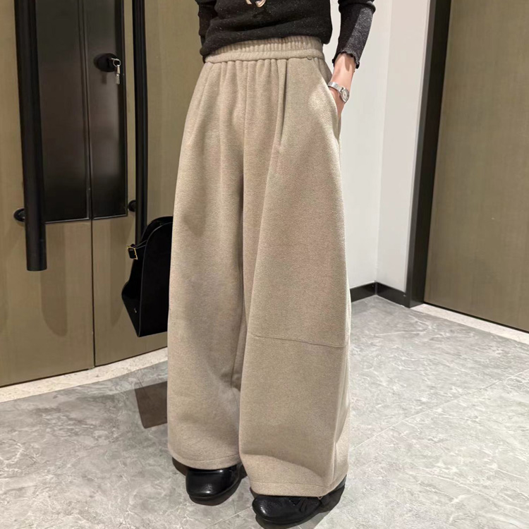 qianbeisi纤贝思856加绒羊毛裤女2025冬季宽松大版显瘦保暖休闲裤